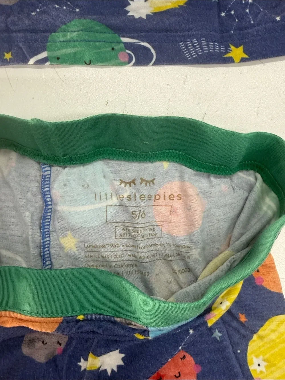Little Sleepies Navy Space Planet Pajama Set with Green Trim